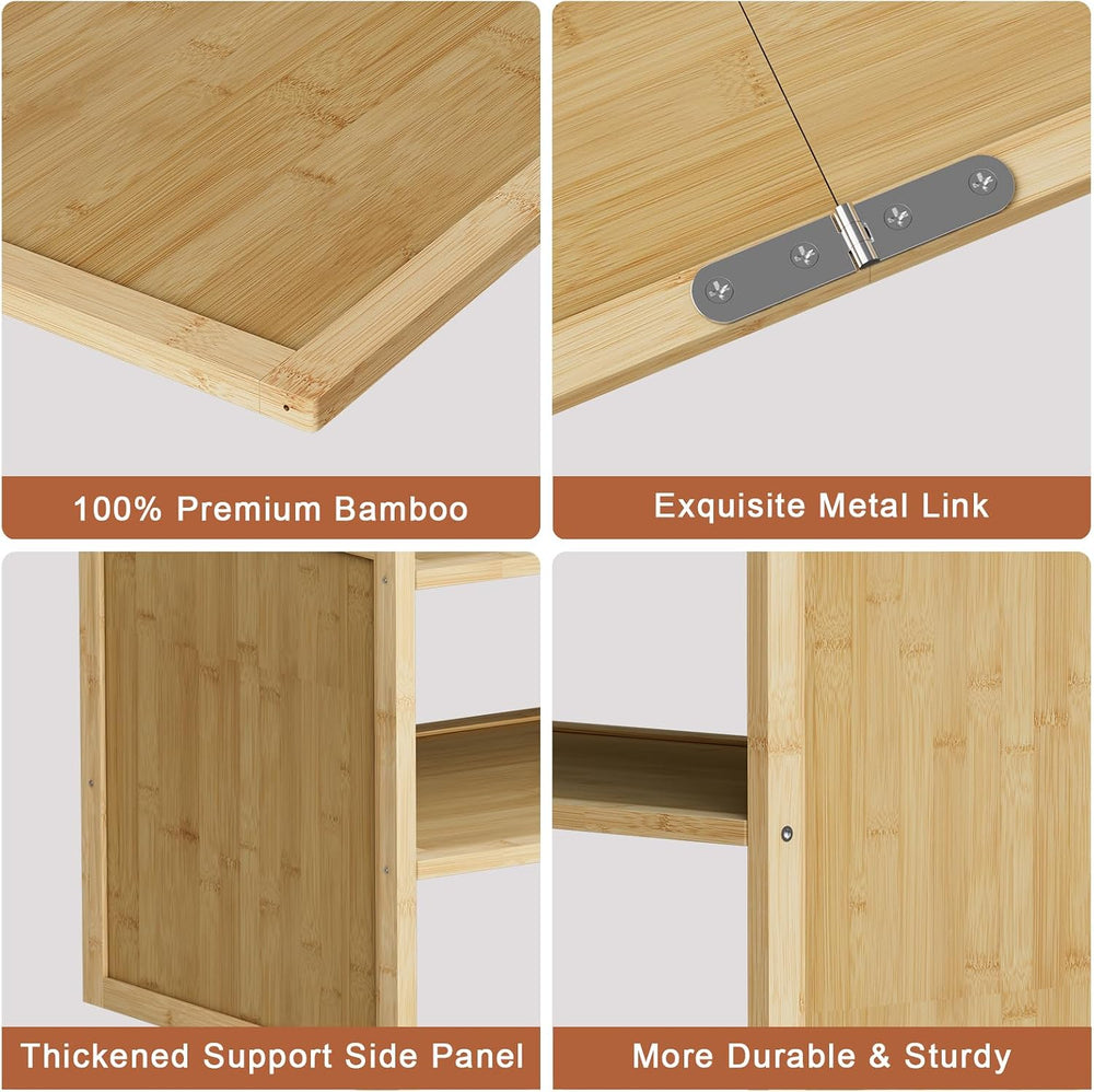 Bamboo Shoe Rack for Closet, Wood Shoe Organizer Shelf for Entryway, 2 Tiers,...