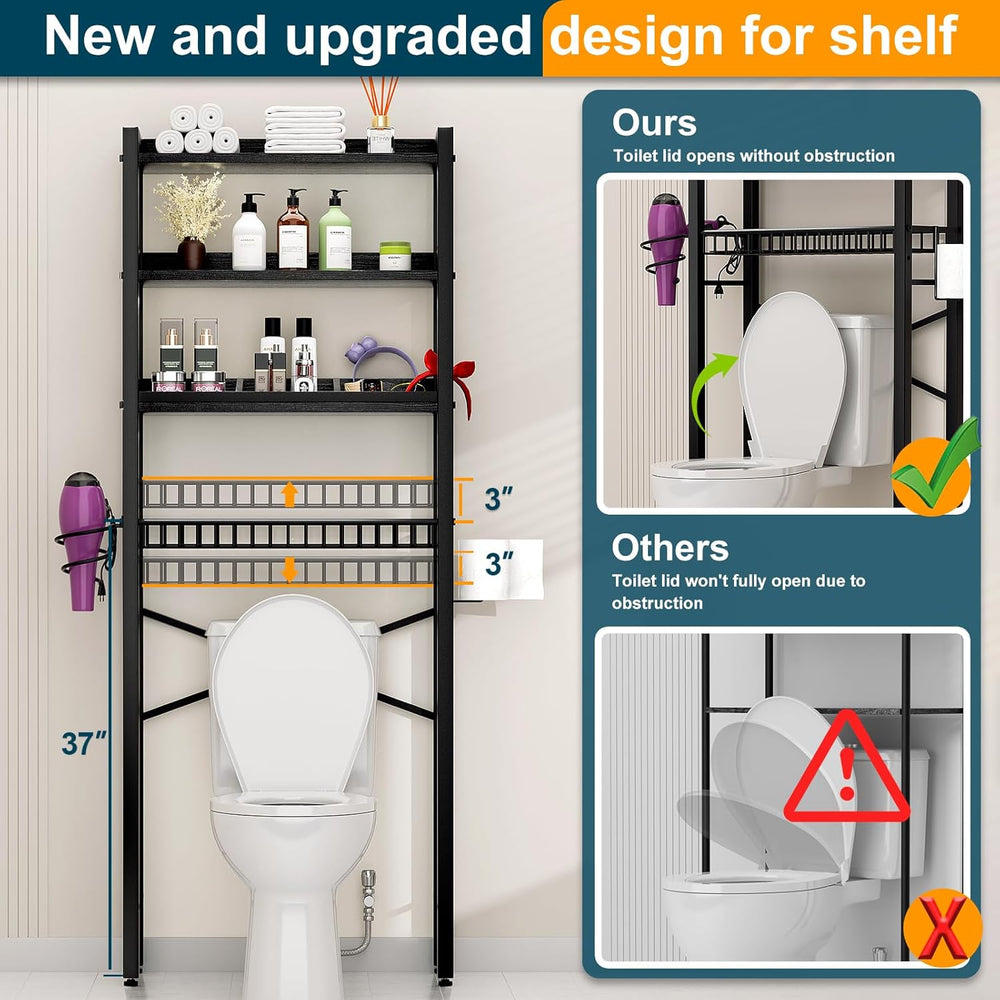Over The Toilet Storage Cabinet,4 Tier Bathroom Organizer and Storage With Ad...