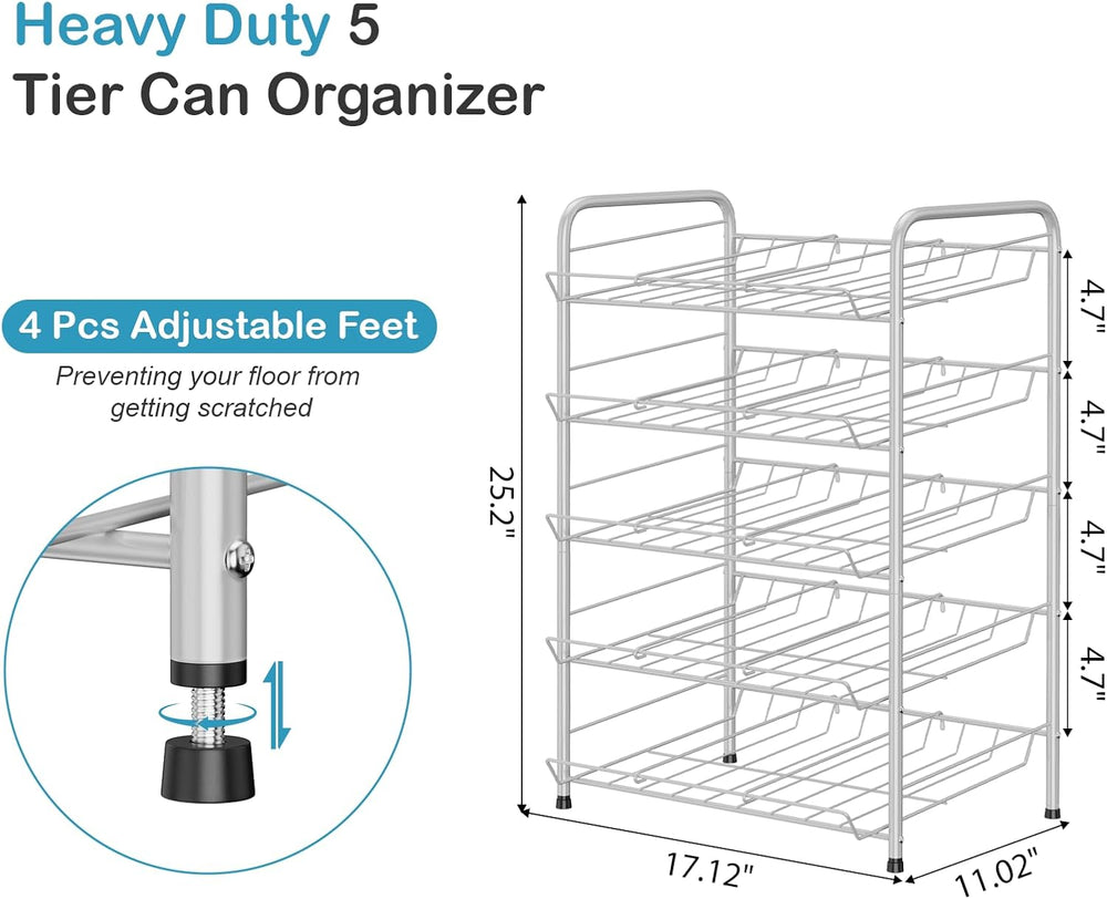 Vrisa Can Organizer for Pantry Canned Food Storage Rack for Kitchen, Silver