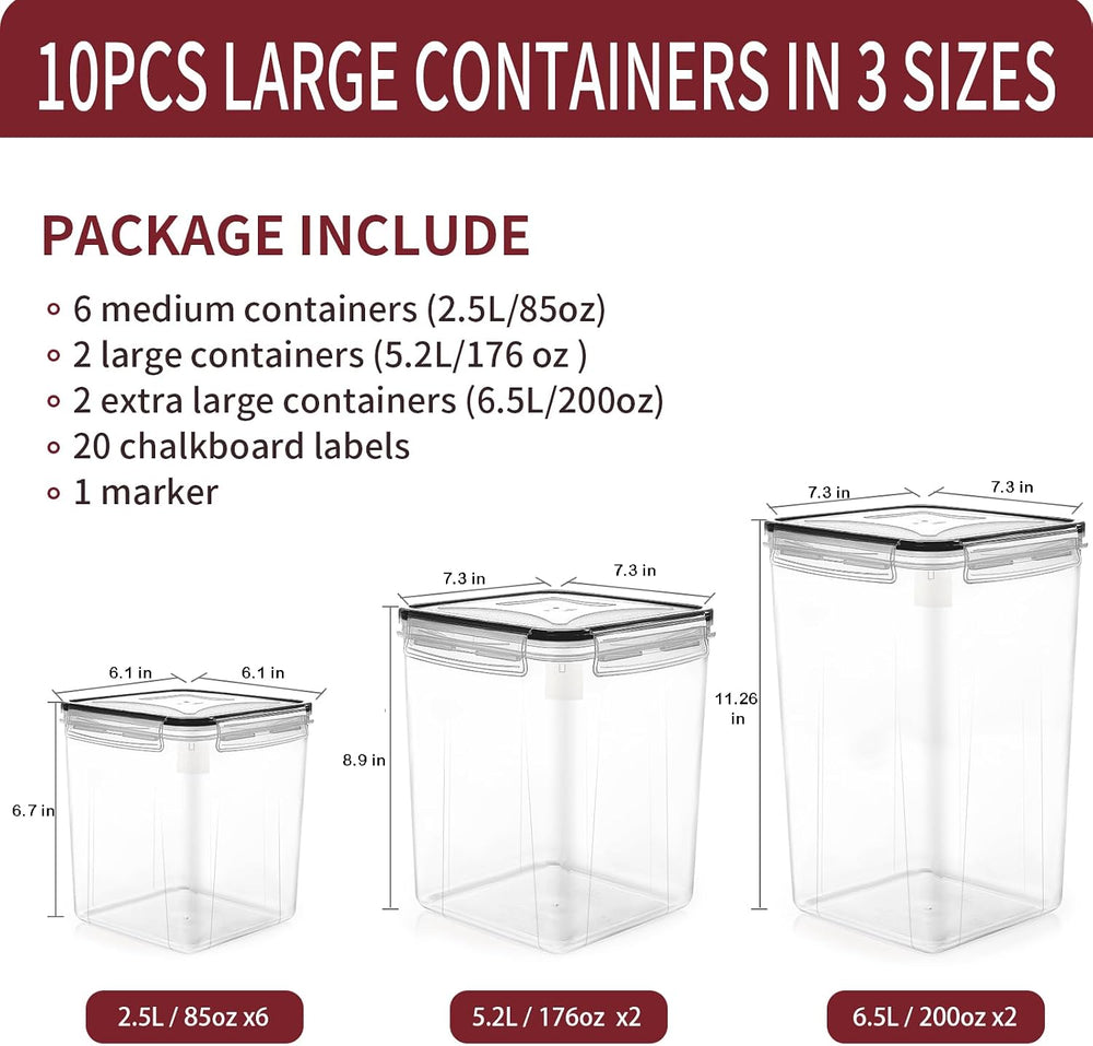 PRAKI 10 PCS Flour Sugar Storage Containers for Organizers and Storage