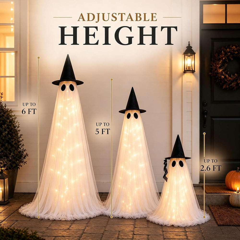 Halloween Decorations Outdoor - 3 Packs Light Up Ghost Decor for Porch Yard
