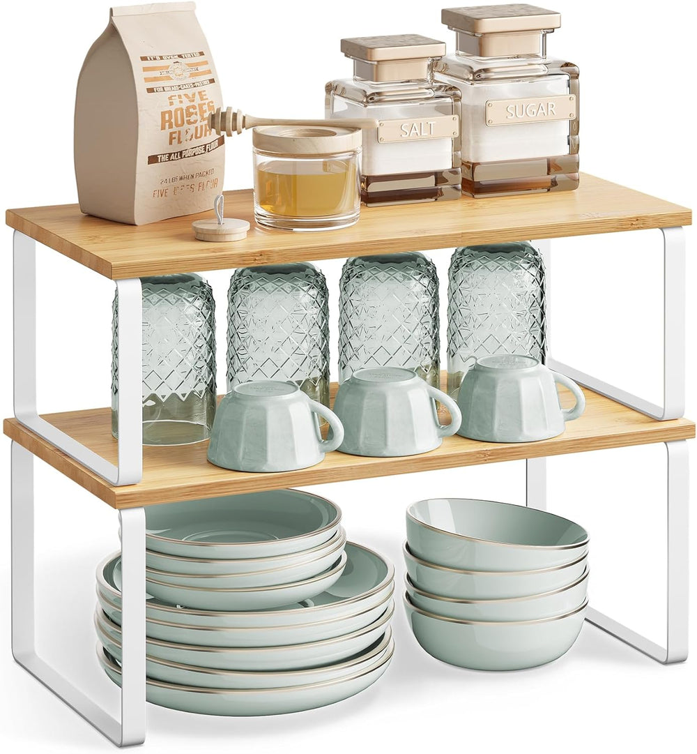 SONGMICS Cabinet Organizer Shelf, Set of 2 Spice Rack, Kitchen Storage