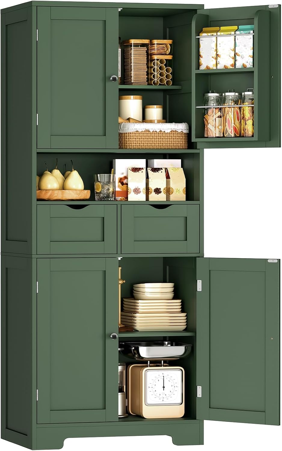 Kitchen Pantry Cabinet with 4 Door Shelves, Tall Storage Cabinet