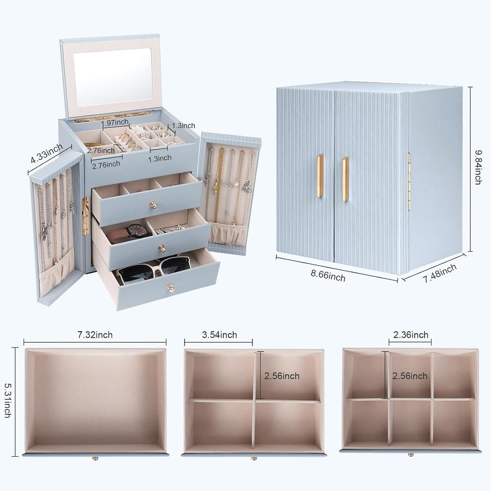 Dajasan Large Jewelry Box Organizer, Jewelry Storage Organizer with 3 Drawers...