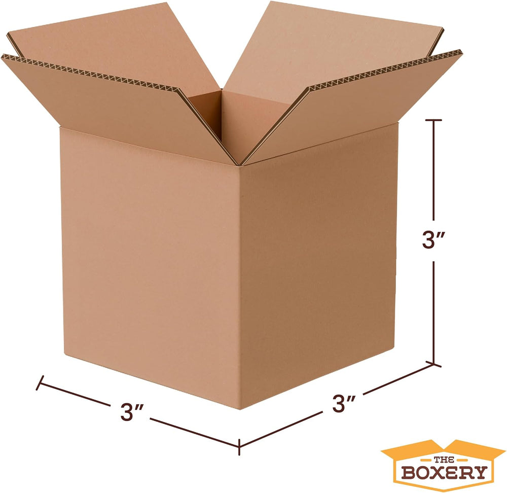 The Boxery 3"x3"x3" Corrugated Cardboard Boxes 100-Pack
