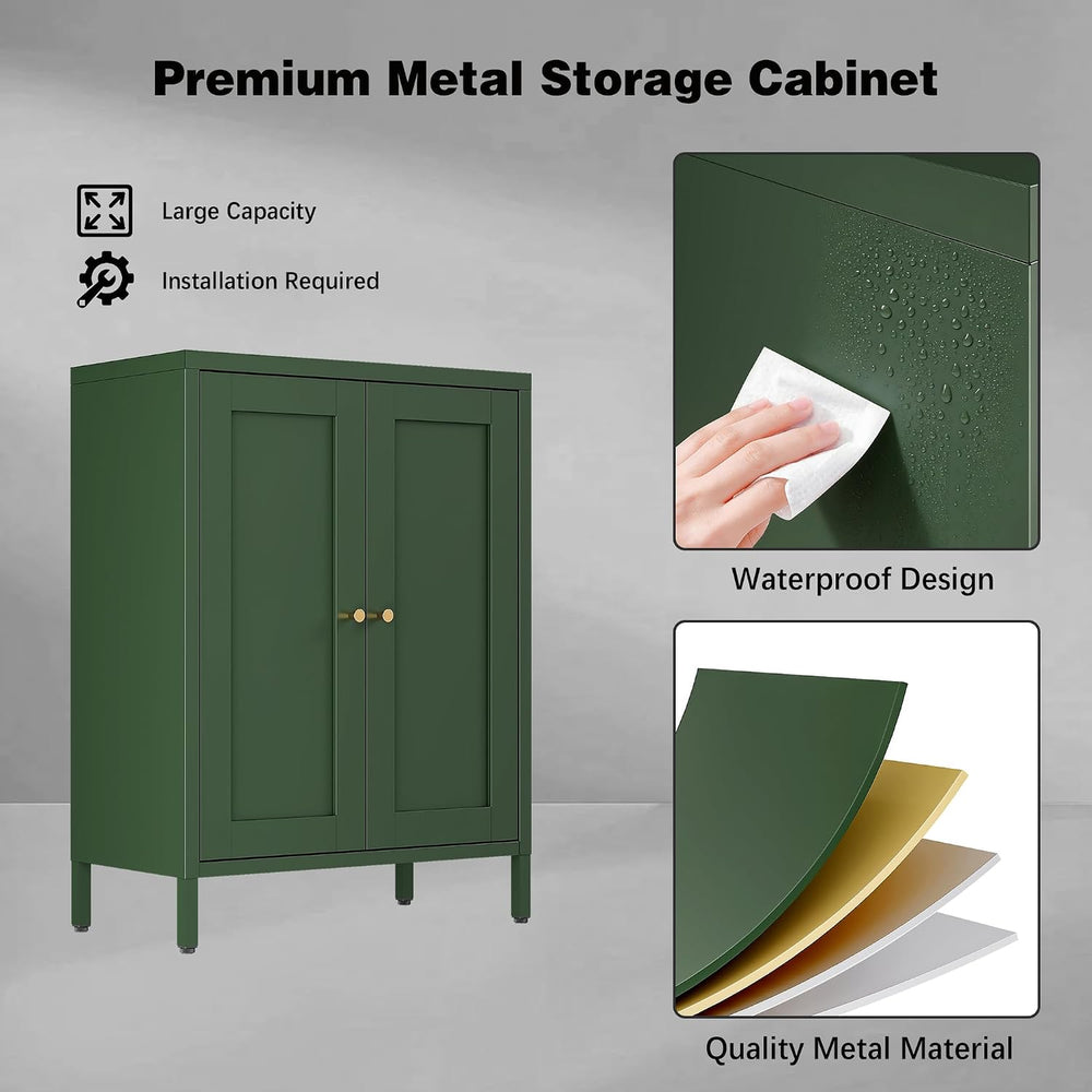 Small Bathroom Storage Cabinet, Green Metal Locker