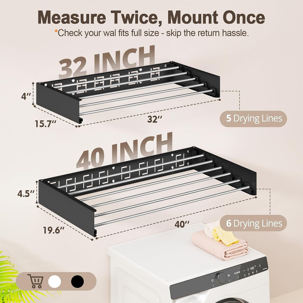 Wall Mounted Clothes Drying Rack Folding Indoor, Foldable Laundry Drying Rack...