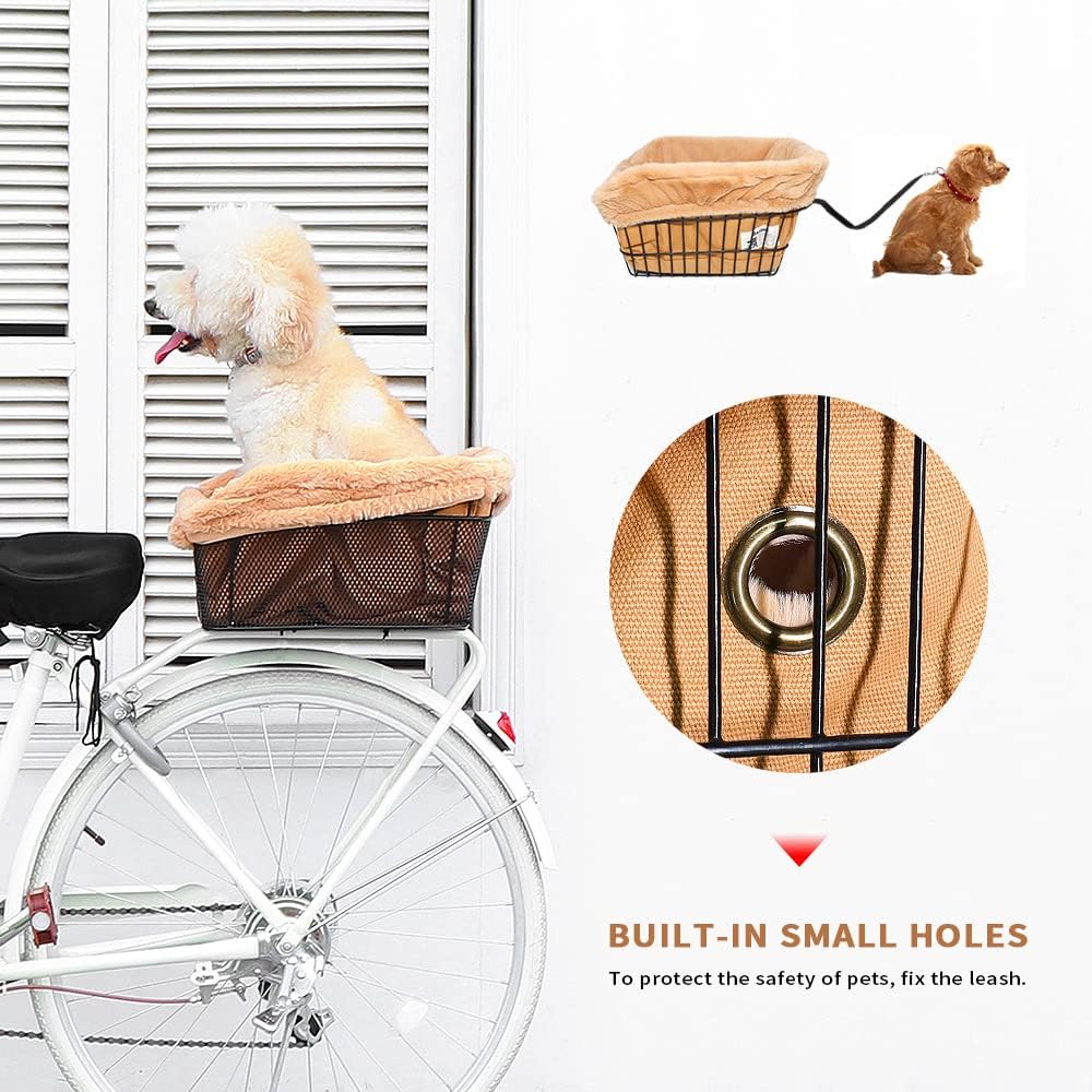 ANZOME Dog Bike Basket Liner, Sherpa Padded Cover, Brown