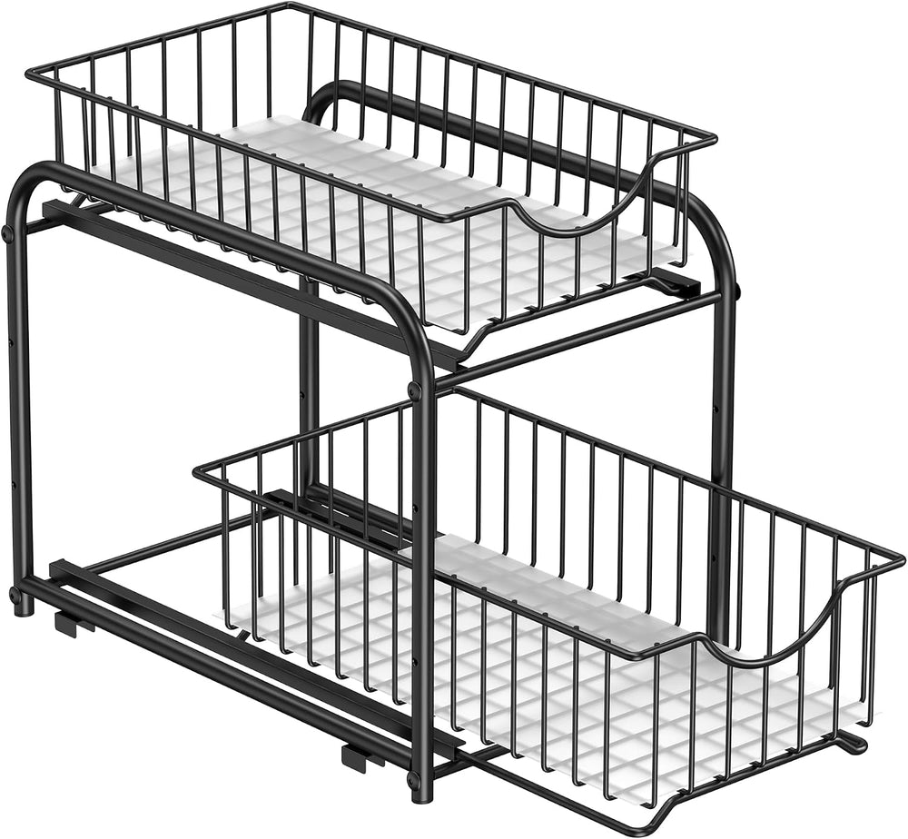 SONGMICS 2-Tier Under Sink Pull Out Organizer, Kitchen Bathroom Spice Rack