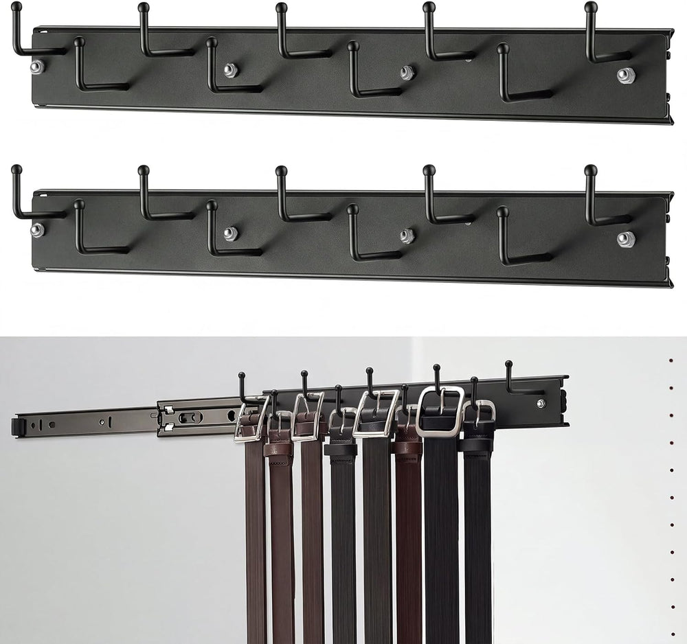 Blulu 2 Pcs 13.8'' Sliding Tie Rack Hangers for Closet, 9 Tie Each, B...