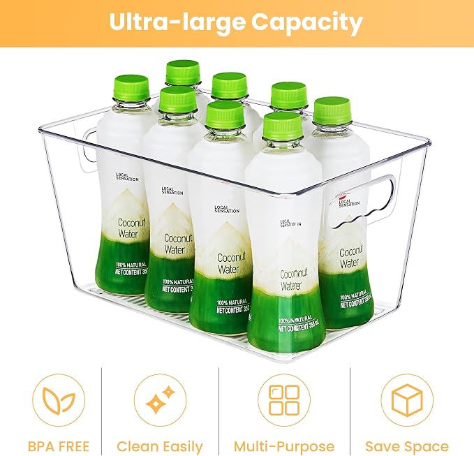 YIHONG Clear Pantry Storage Organizer Bins, 10 Pack Plastic Food Storage Bins
