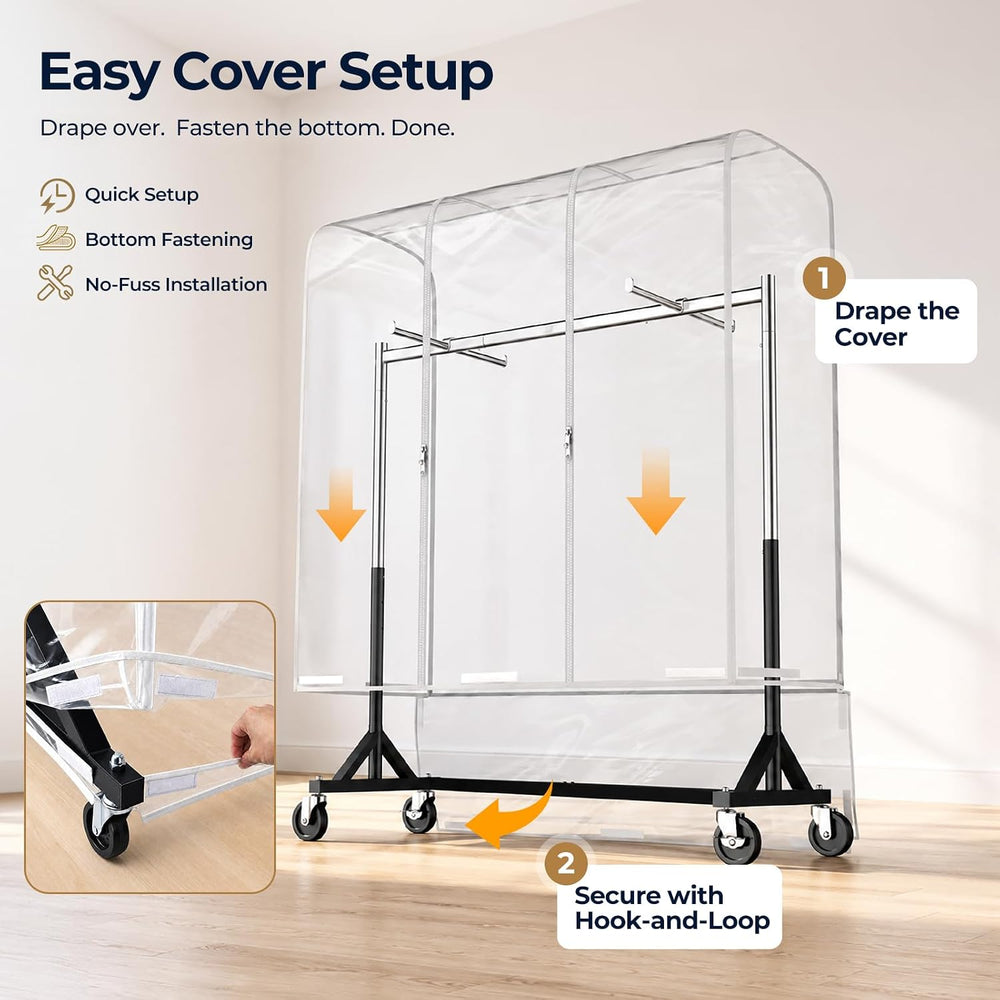 HOKEEPER Z Rack for Clothes with Cover Load 500 LBS with Display Arms