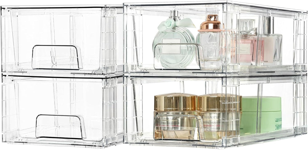 Vtopmart 8 Pack Stackable Clear Drawer with Dividers