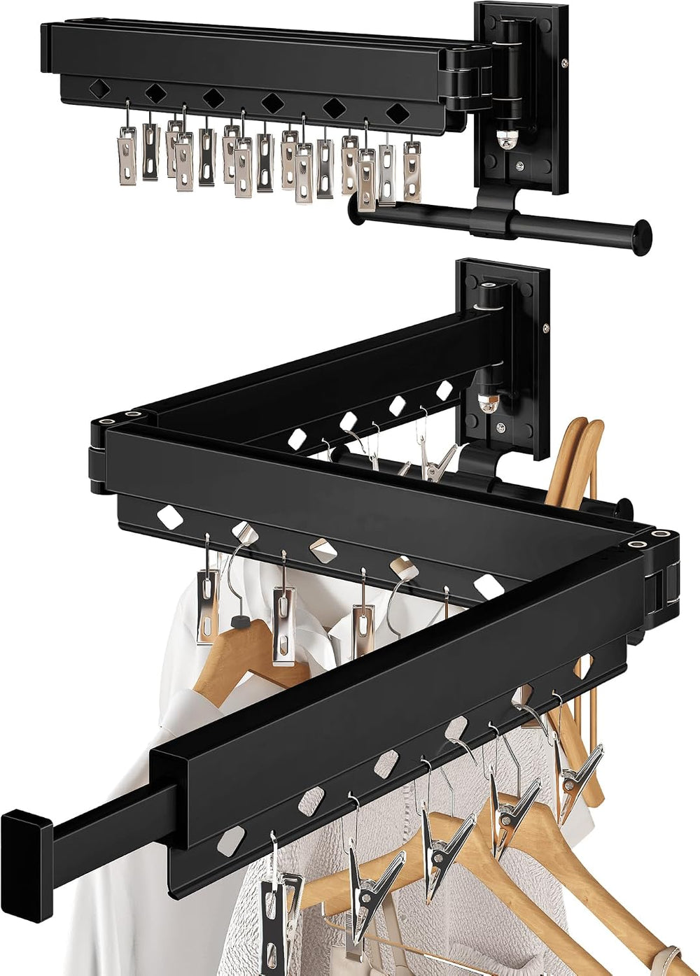 Wall Mounted Collapsible Clothes Drying Rack, Durable Space-Saving Laundry