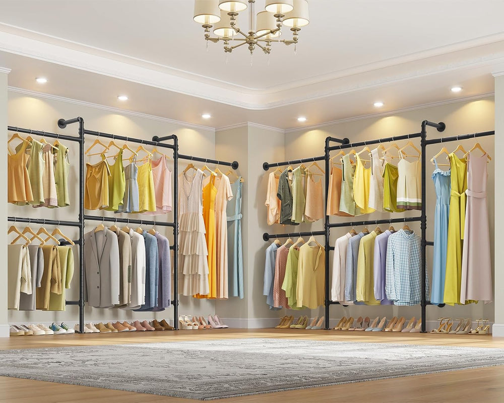 Timate P3 Wall Mounted Closet Organizer System with 5 Hanging Rods, Adjustabl...