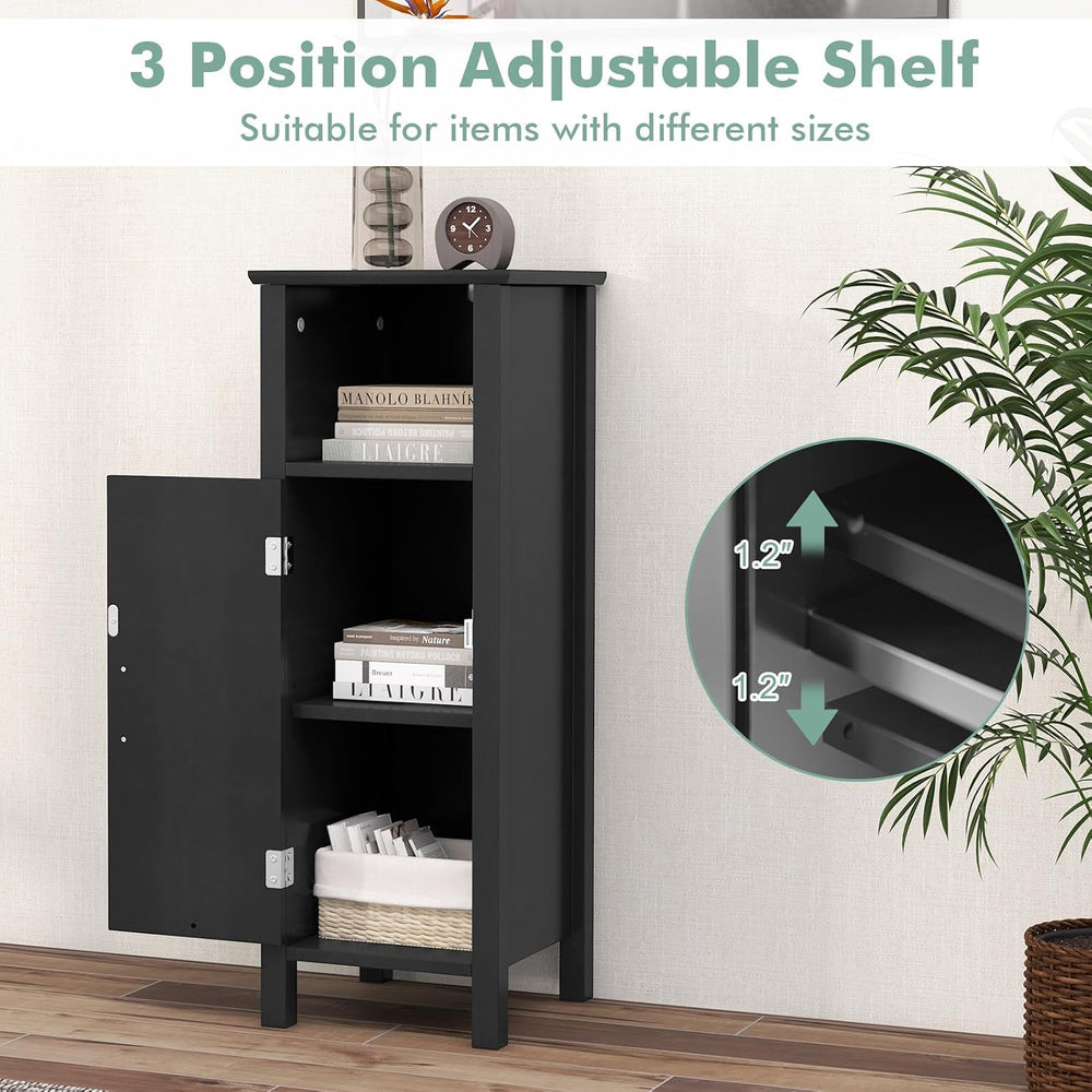 LDAILY LUARANE Wooden Bathroom Floor Storage Cabinet, Side Storage Organizer ...