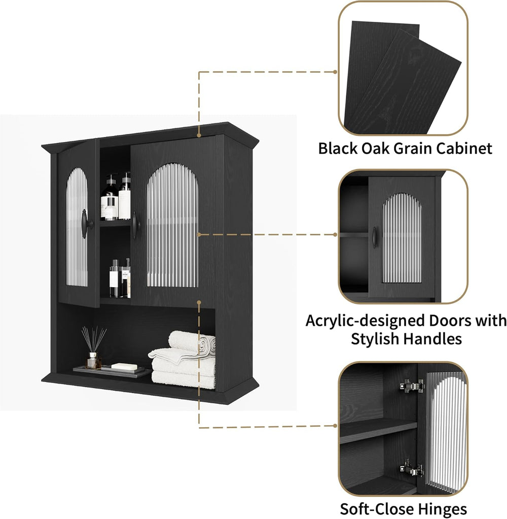 CJL Bathroom Wall Cabinet with Fluted Door, 18.9'' x 23.6'', ...