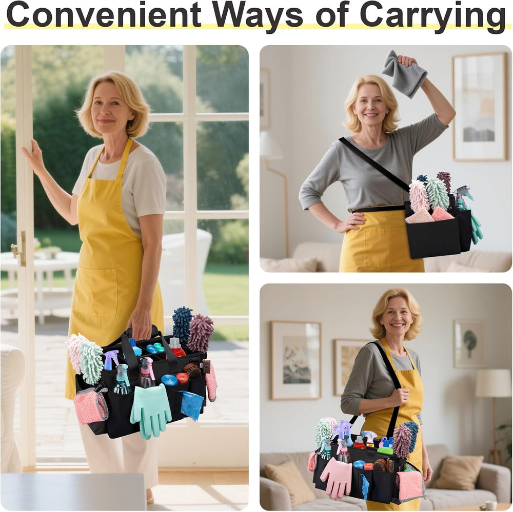 Wearable Large Cleaning Caddy Bag for Housekeepers (Black)