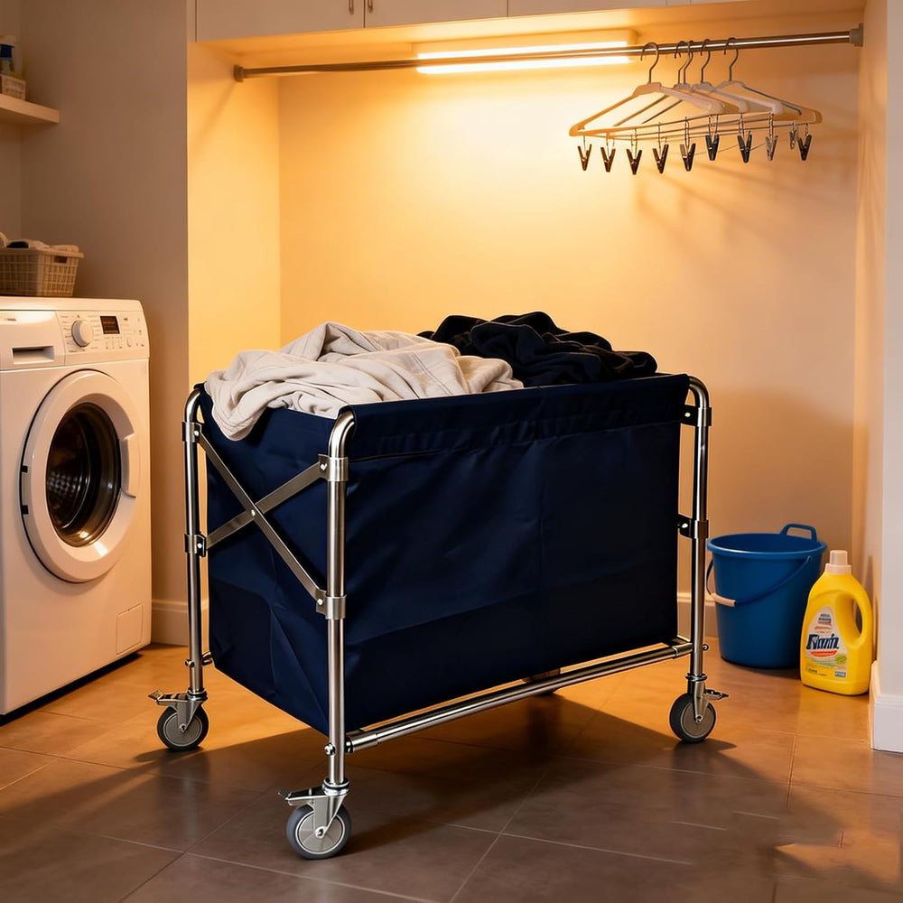 Industrial Laundry Cart with Wheel 12 Bushel (400l) Commercial Collapsible La...