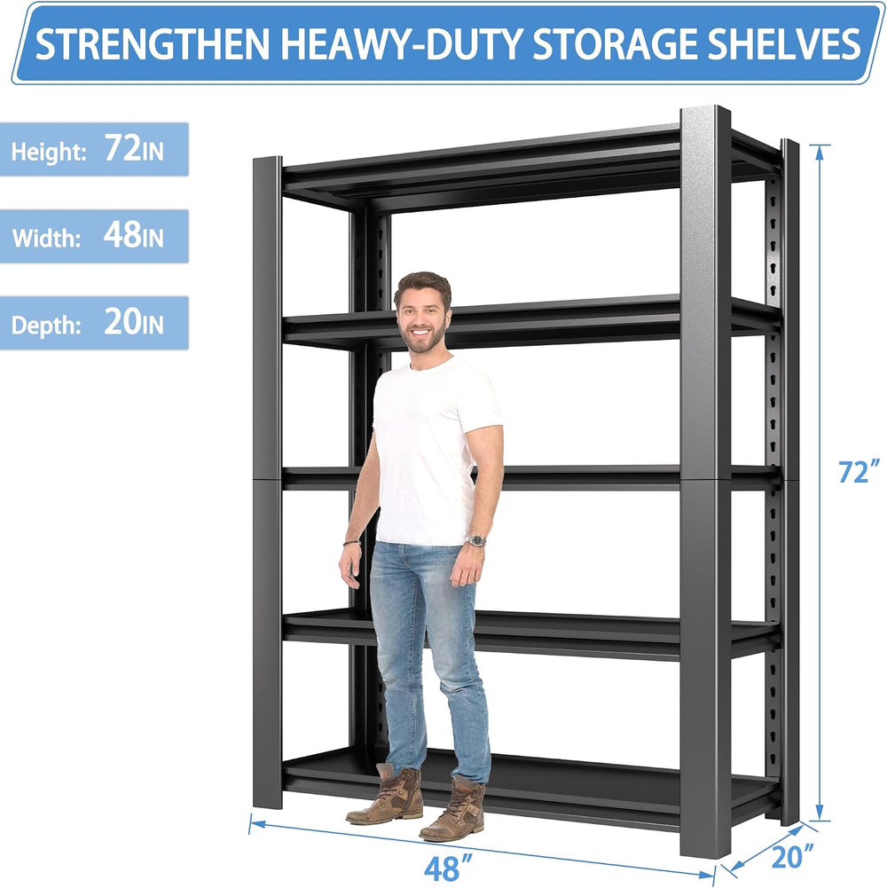 3000 LBS Capacity Metal Storage Rack 72" H x 48" W x 20" D, 5-...