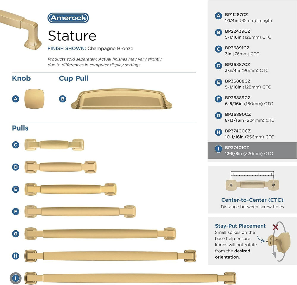 Amerock 12-5/8" Stature Champagne Bronze Drawer Pull