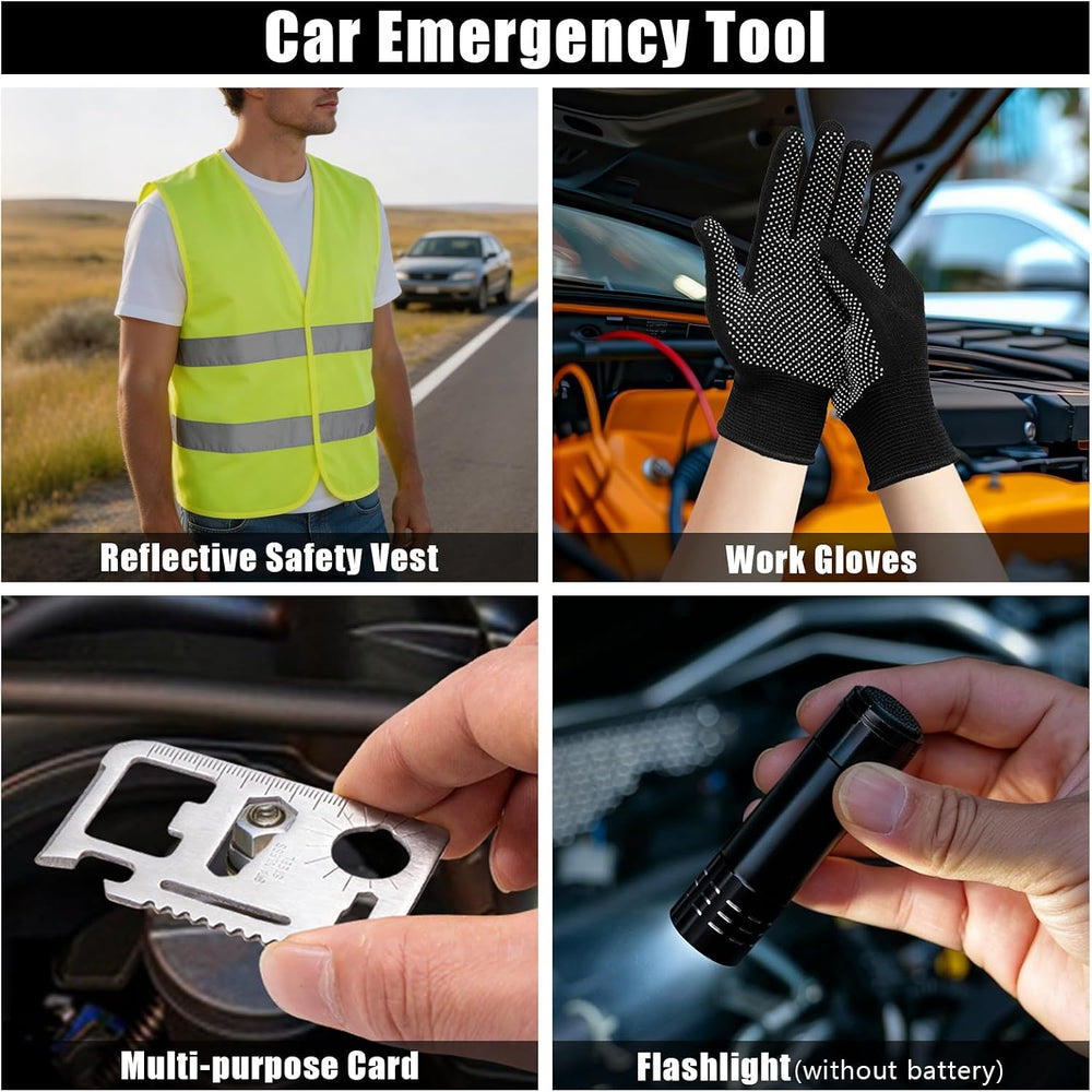 Car Roadside Emergency Kit, Portable Auto Air Compressor Tire Inflator, Jumpe...