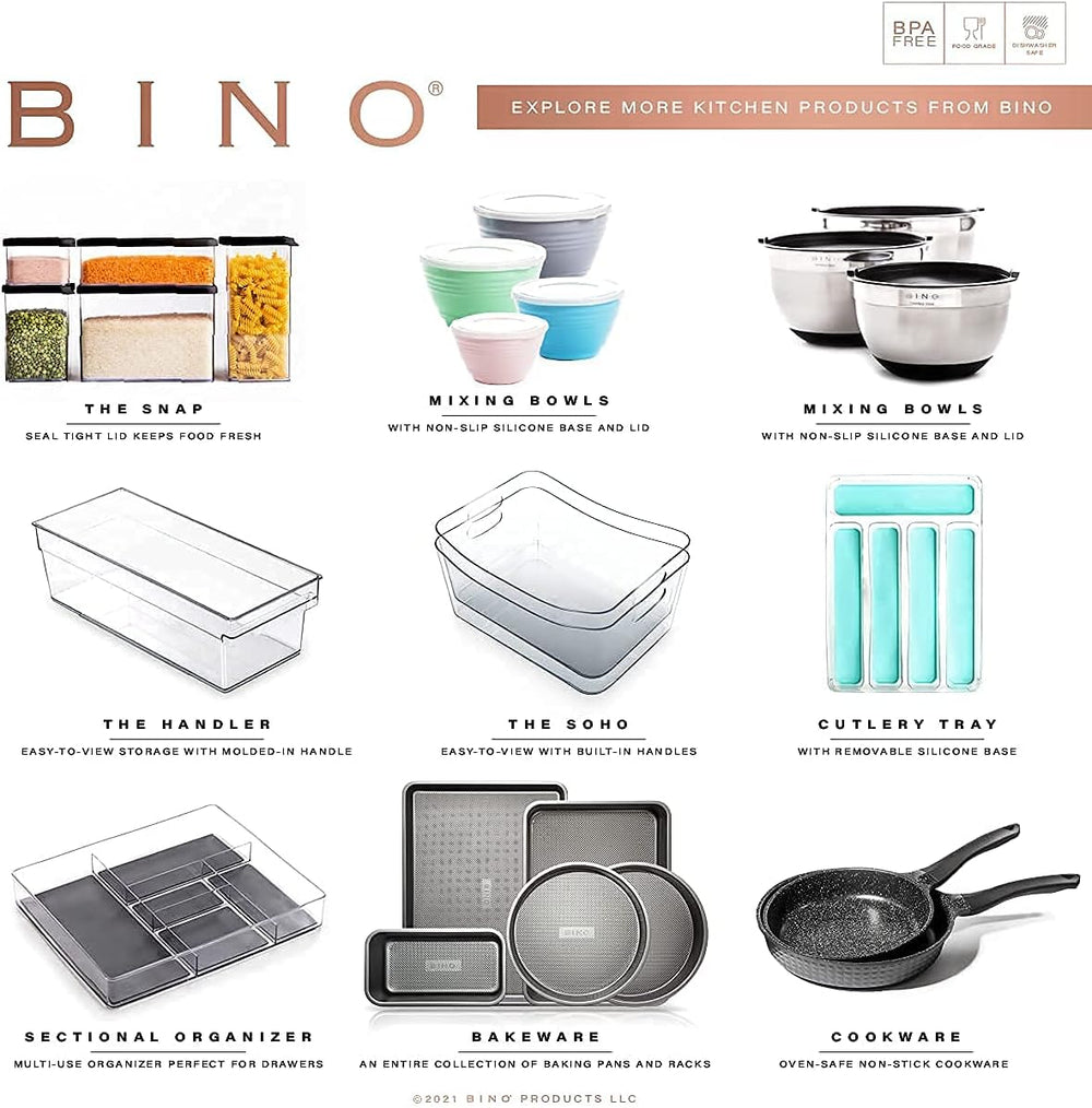 BINO | Plastic Storage Bins - 4 Pack | THE LODGE COLLECTION | Clear Storage |...
