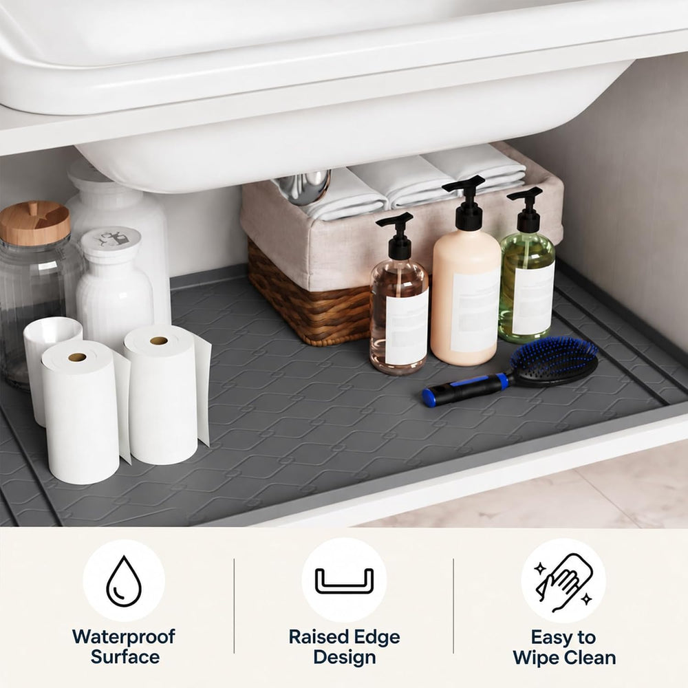 Under Sink Mats 34"x22", Waterproof Shelf Liner for Kitchen