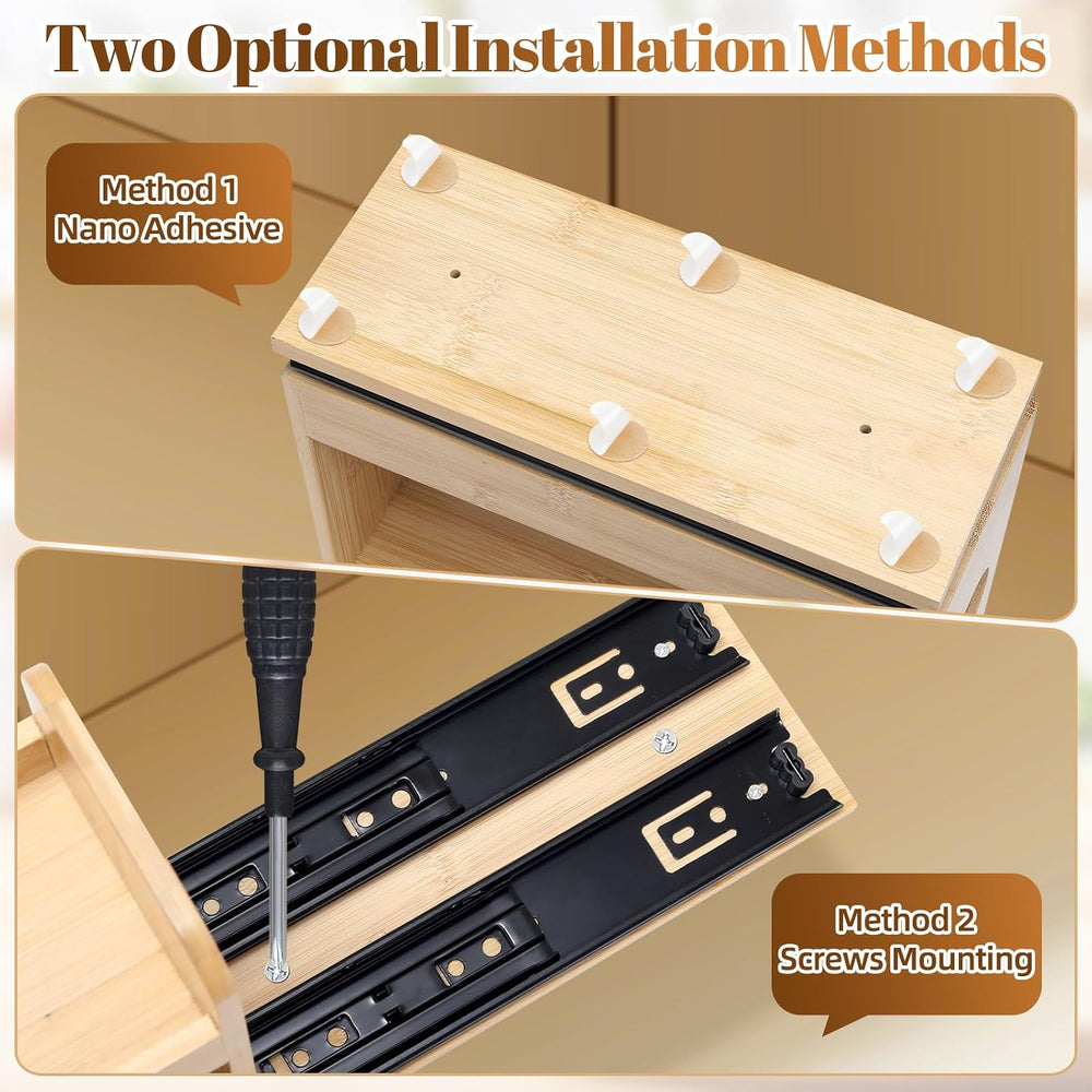 2-Tier Pull Out Spice Rack Organizer for Cabinet Kitchen Pantry