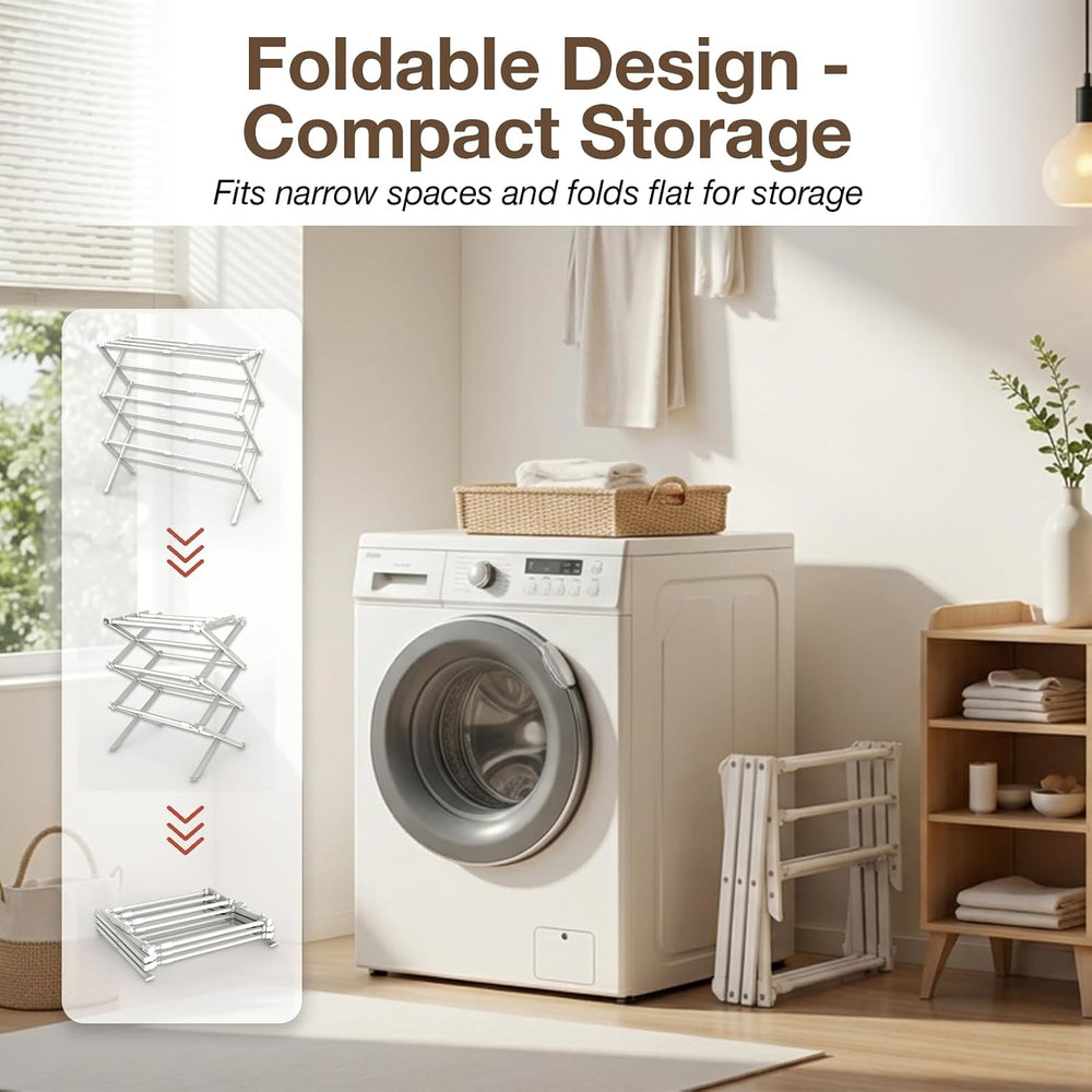 Foldable Clothes Drying Rack Heavy Duty Easy Install, White