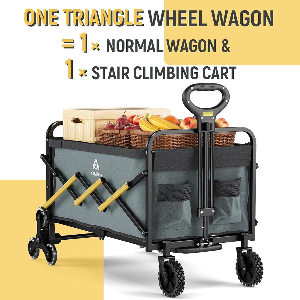 Upgraded Stairs Climbing Cart with Triangular Wheels, Folding Utility Cart