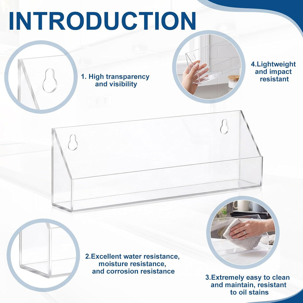 Leinuosen 2 Sets Tip Out Acrylic Sink Trays 11 x 3.7 Inches with 2 Pairs Spri...