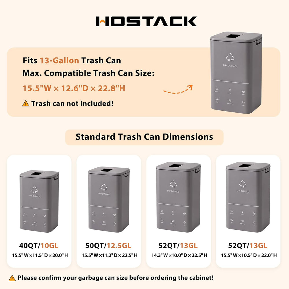 HOSTACK 72" Kitchen Pantry with 13 Gallon Pull Out Trash Can Cabinet, White
