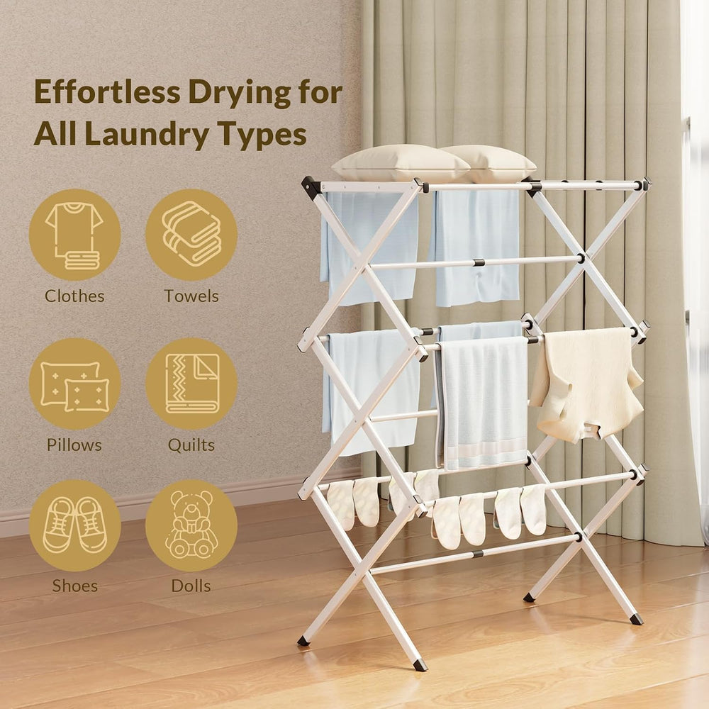 Clothes Drying Rack Collapsible,Heavy Duty Foldable Laundry Rack for Drying C...