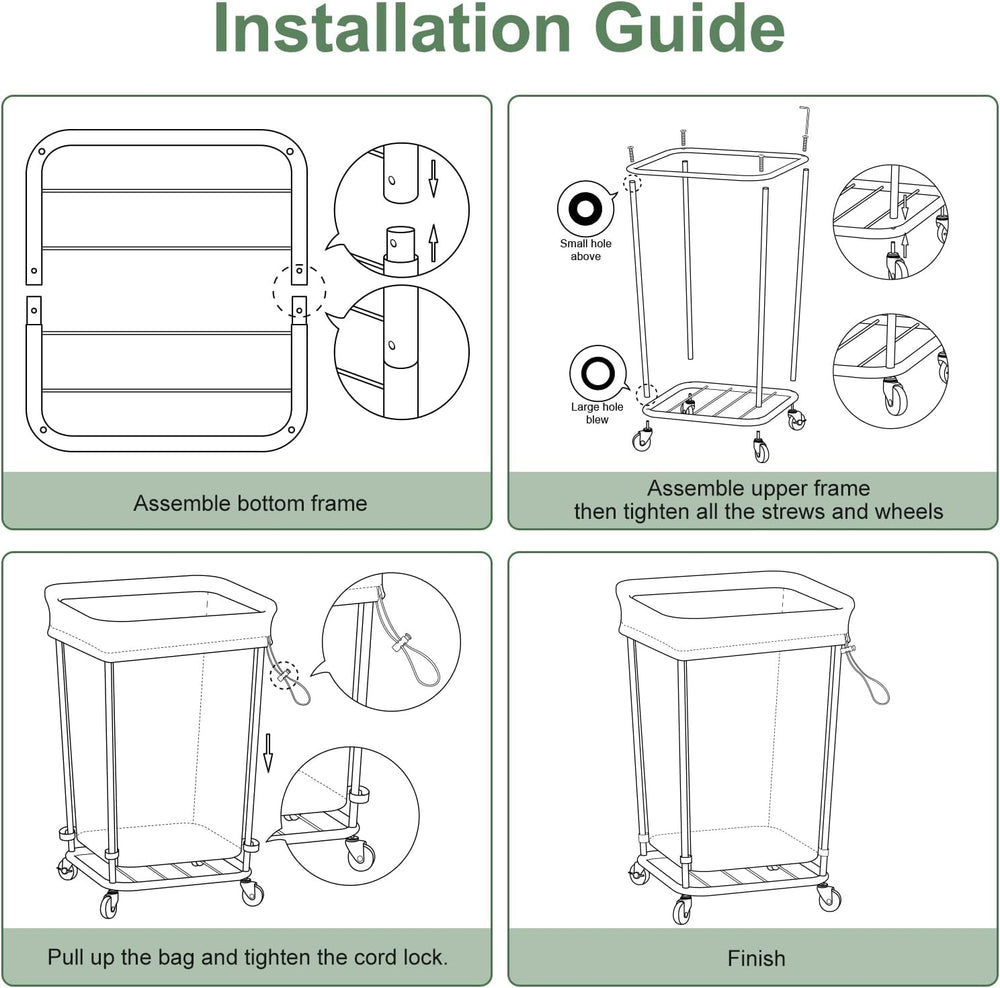 160L Rolling Laundry Basket with Wheels, Rolling Laundry Hamper with Wheels