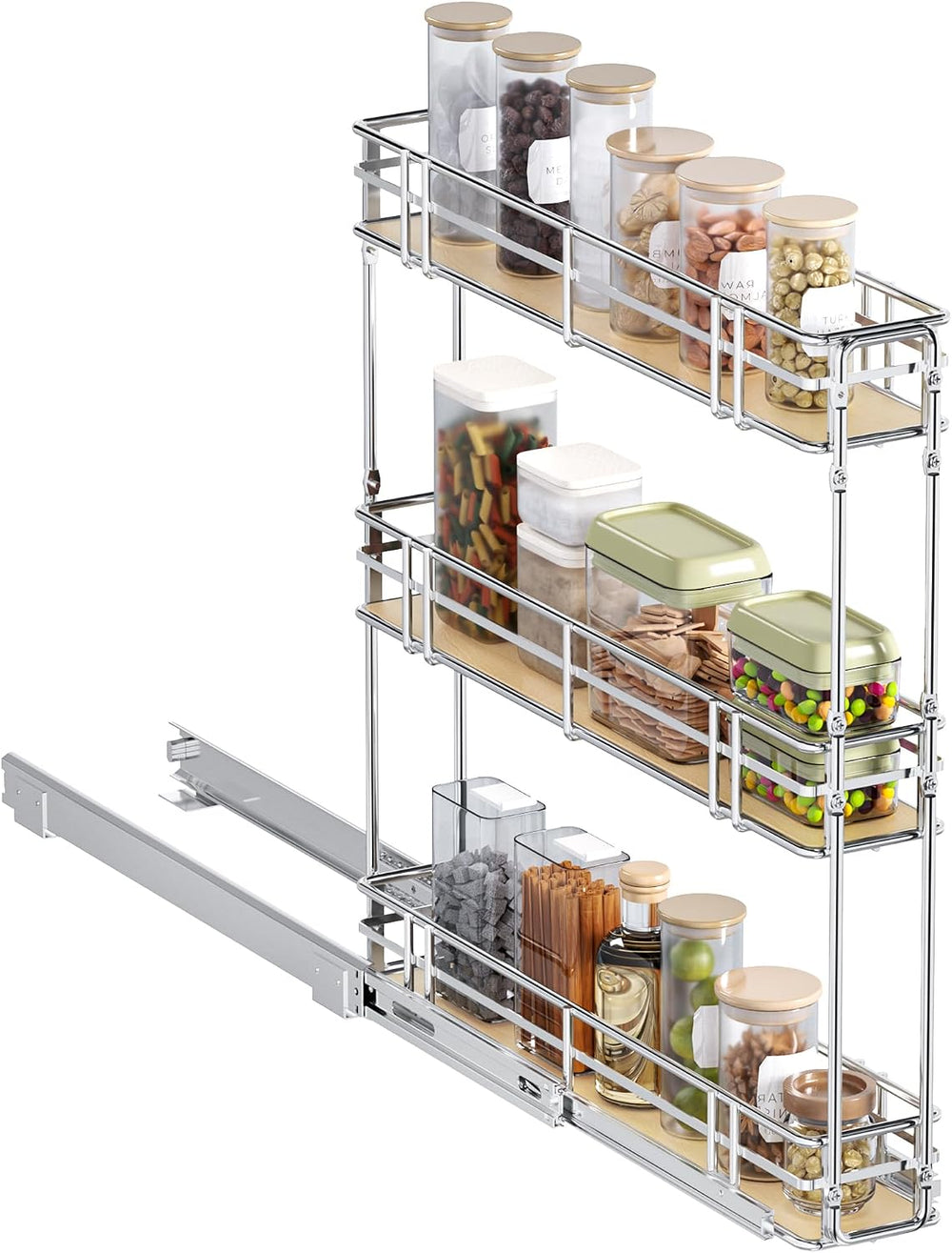 5" W x 20.5" D 3-Tier Pull Out Spice Rack Organizer for 6" Cab...