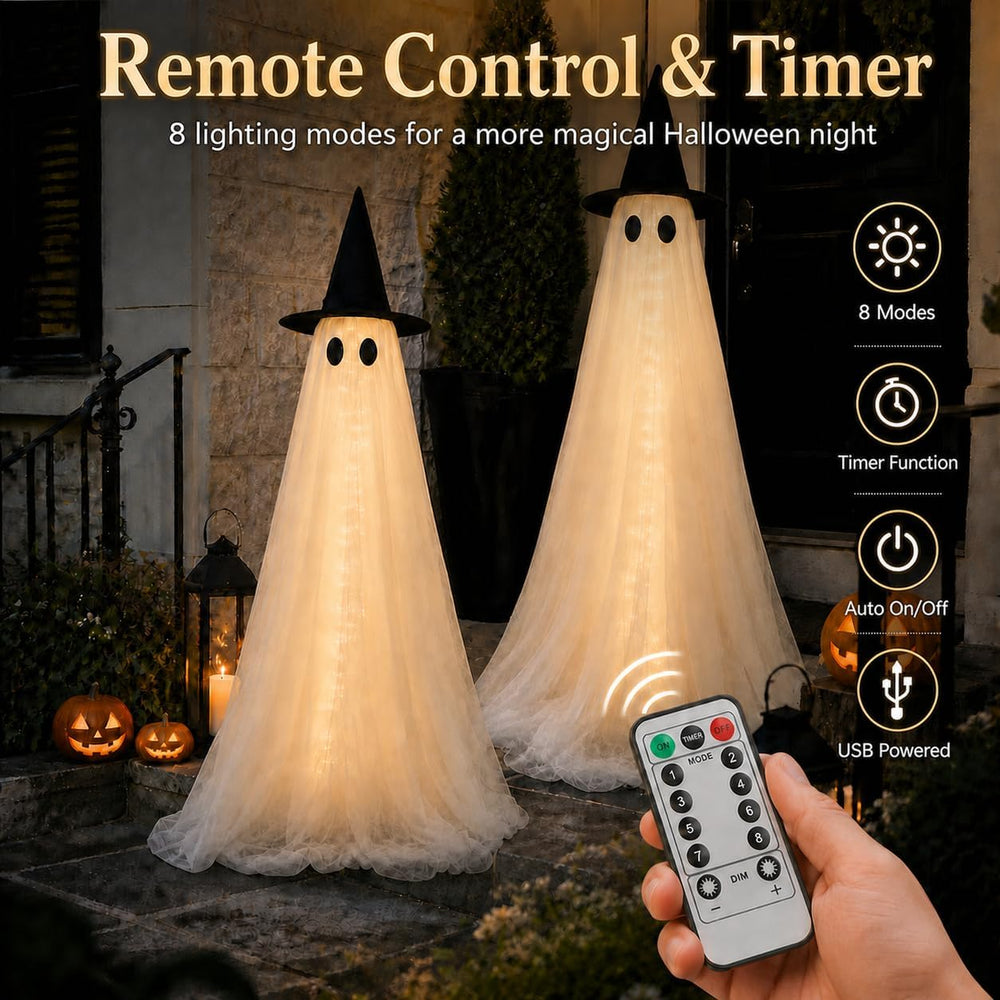 2 Pack 5 Ft Large Light Up Ghost Decor - Halloween Decorations Outdoor