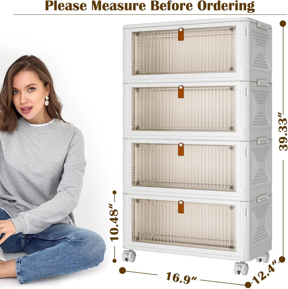 YFXCVSL 4 Tier Plastic Storage Bins with Lid 36QT, Stackable Storage Bins