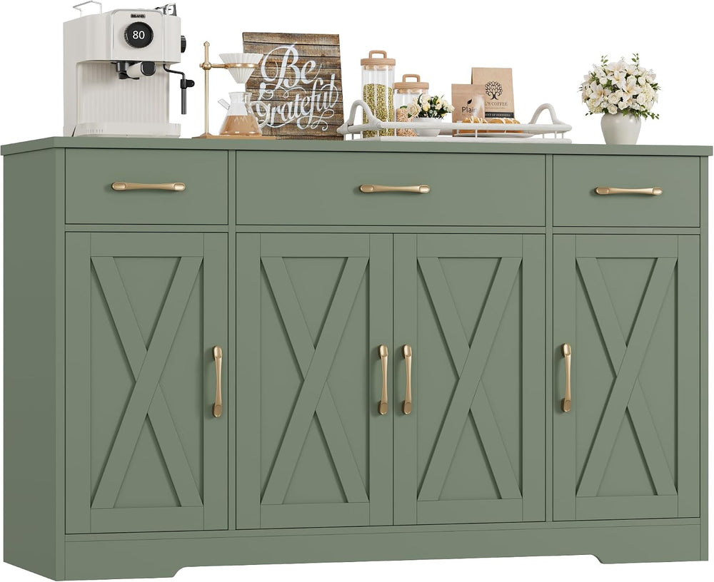 HOSTACK Kitchen Buffet Sideboard Storage Cabinet, Coffee Bar Cabinet, Green