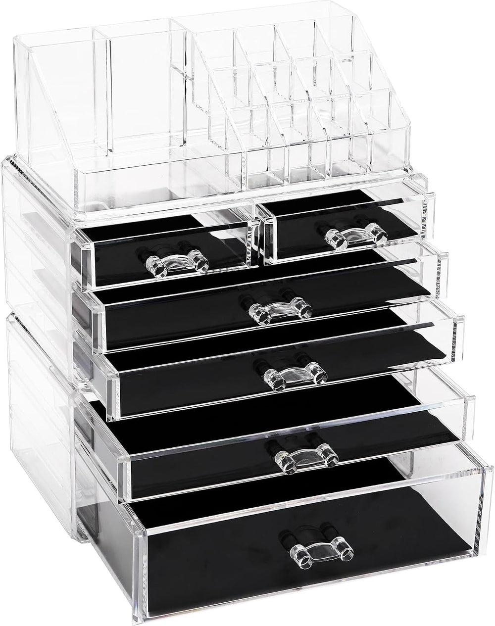 Sea Team 3-Tier Stackable Clear Acrylic Makeup Organizer with Drawers