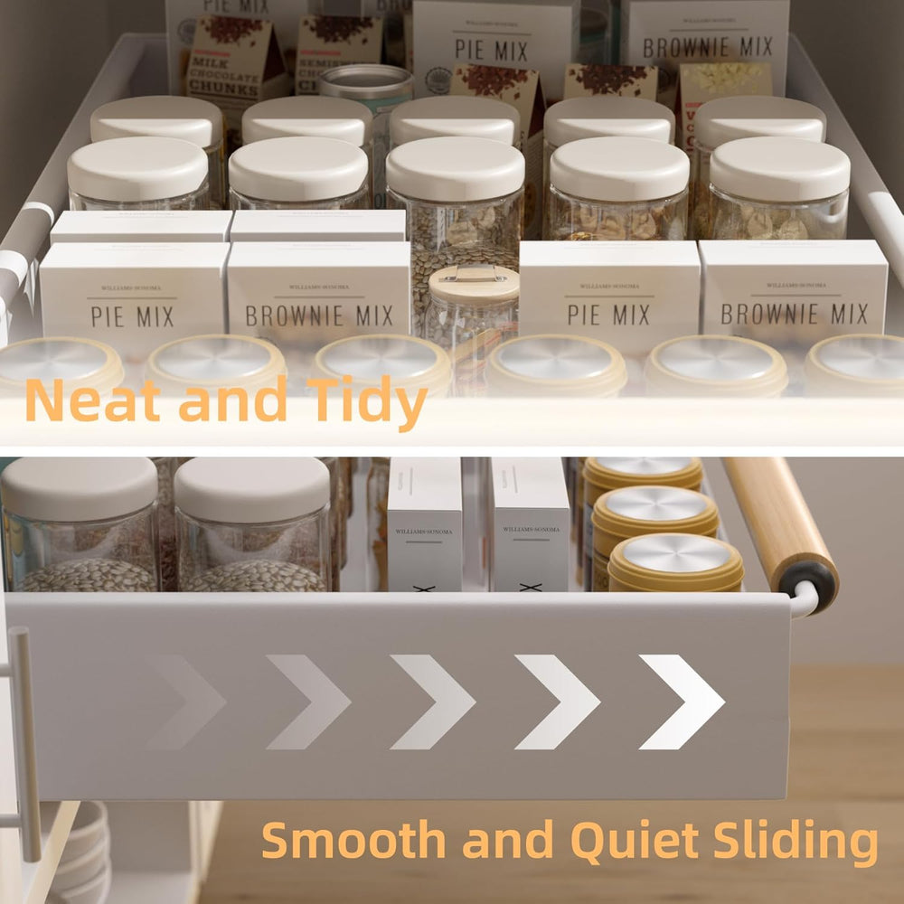 2 Pack No-Drill Pull Out Cabinet Organizer 15.3'' Deep Expandable Sli...