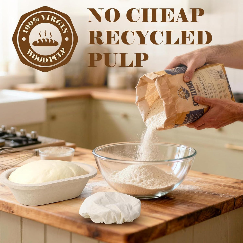 Non-Stick 10" Oval Wood Pulp Banneton Bread Proofing Basket Set Of 2, So...