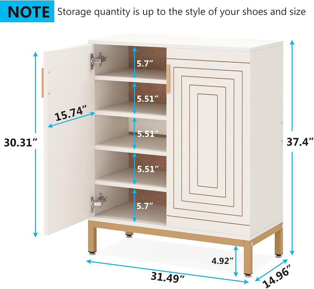 Tribesigns Shoe Cabinet with Doors, 20 Pairs Entryway Shoe Storage Cabinet wi...