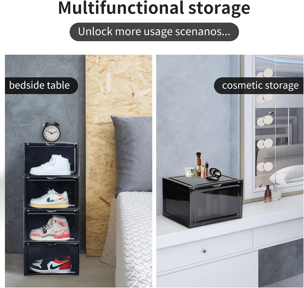 XL clear shoe storage boxes stackable, 8 Pack Large Shoe Boxes Clear Plastic ...