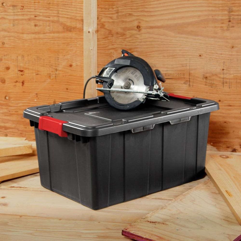 Sterilite Industrial Storage Tote with Lids for Garage, 15 Gallon, 18-Pack