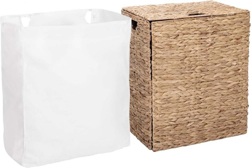 Seville Classics Handwoven Water Hyacinth Laundry Hamper with Lid