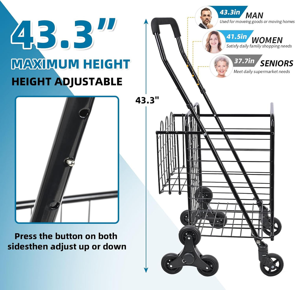 Stair Climber Grocery Shopping Cart with Waterproof Line