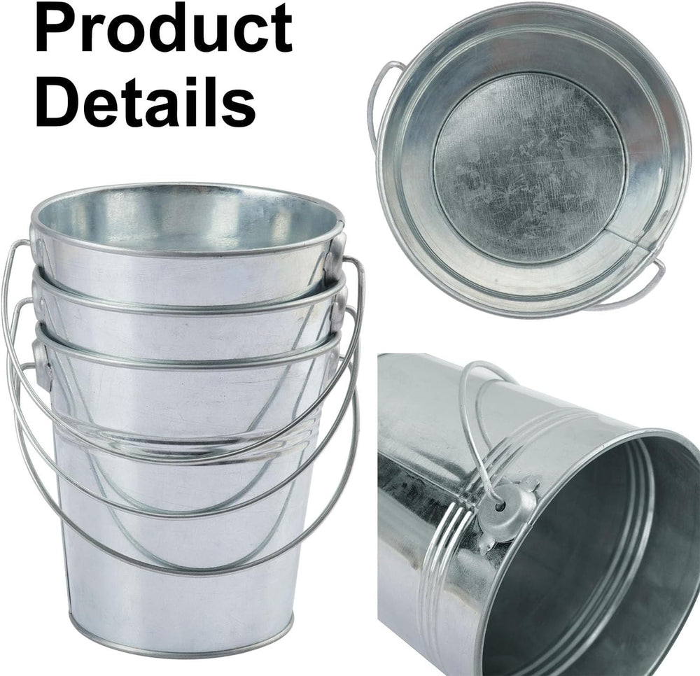 25 PCS 4.1 inch Galvanized Mini Tin Buckets, Silver Metal Buckets with Handle...
