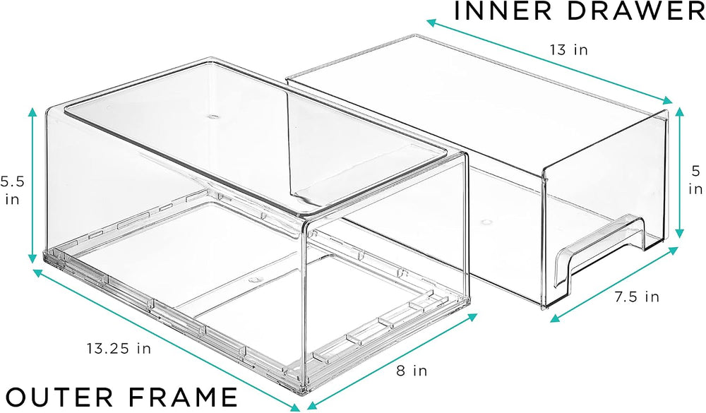 Sorbus Clear Stackable Storage Drawers with Pull-Out Bins (Large, 2 Pack)
