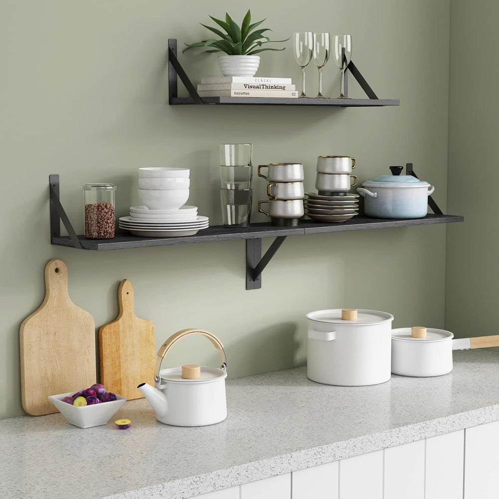 Forbena Large Floating Shelves for Wall 24 Inch Long Set of 3, 8 in Deep Wall...